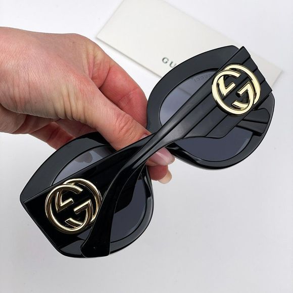 ? Gucci GG1308S 001 Sunglasses Black Grey Round Women main image 10